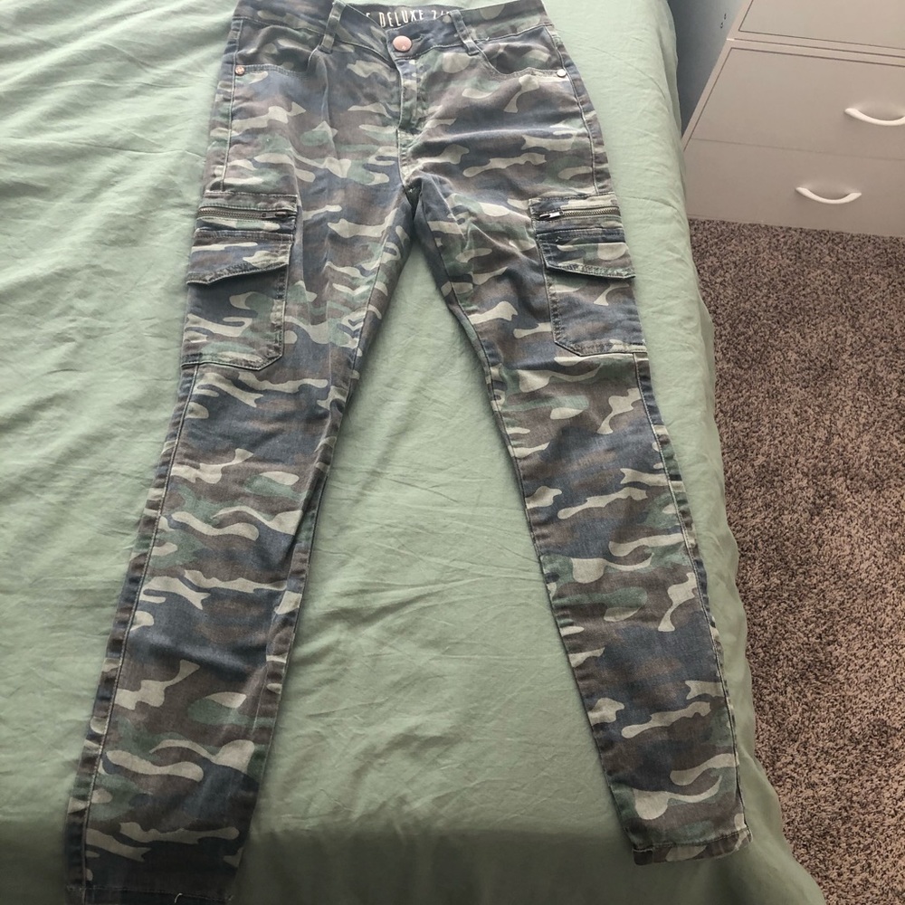 Camouflage cargo pants.